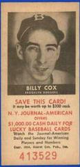 Billy Cox Baseball Cards 1954 NY Journal American Prices