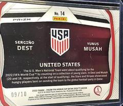 Sergino Dest, Yunus Musah [Gold] Soccer Cards 2022 Panini Prizm World Cup Connections Prices