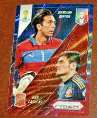 Gianluigi Buffon, Iker Casillas [Blue & Red Wave] Soccer Cards 2014 Panini Prizm World Cup Matchups Prices