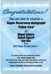 Miguel Cabrera Baseball Cards 2023 Topps Series 1 Reverence Autograph Patch Prices