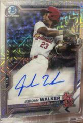 Jordan Walker [Orange Refractor] Baseball Cards 2021 Bowman Chrome Mega Box Mojo Autographs Prices