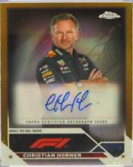 Christian Horner [Gold Refractor] #CAC-CH Racing Cards 2023 Topps Chrome Formula 1 Autograph Prices