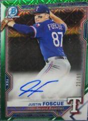 Justin Foscue [Green Refractor] Baseball Cards 2021 Bowman Chrome Mega Box Mojo Autographs Prices