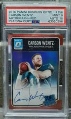 Carson Wentz [Autograph Red] #156 Football Cards 2016 Panini Donruss Optic Prices