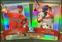 Chase DeLauter, Justin Campbell [Refractor] Baseball Cards 2022 Bowman Draft Blackjack Prices
