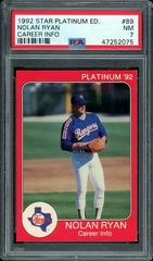 Nolan Ryan [Career Info] #89 Baseball Cards 1992 Star Platinum Edition Prices