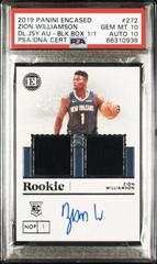 Zion Williamson [Dual Jersey Autograph] #272 Basketball Cards 2019 Panini Encased Prices