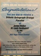 Jordan Walker [Orange] #TA-JWA Baseball Cards 2023 Topps Tribute Autographs Prices