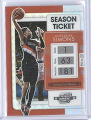 Anfernee Simons [75th Anniversary] #82 Basketball Cards 2021 Panini Contenders Optic Prices
