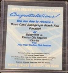 Bobby Witt Jr. [Black Foil] #SCBA-BW Baseball Cards 2022 Stadium Club Autographs Prices