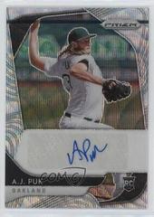 A.J. Puk [Blue Wave Prizm] Baseball Cards 2020 Panini Prizm Rookie Autographs Prices