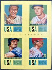 George Brett, Brooks Robinson, Mike Schmidt, Eddie Mathews #24 Baseball Cards 2014 Panini Golden Age Star Stamps Prices