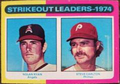 Strikeout Leaders [Nolan Ryan, Steve Carlton] #312 Baseball Cards 1975 Topps Prices