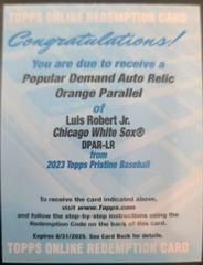 Luis Robert [Orange] Baseball Cards 2023 Topps Pristine Popular Demand Autograph Relic Prices