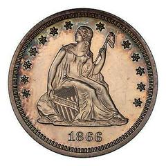 1866 [MOTTO PROOF] Coins Seated Liberty Quarter Prices