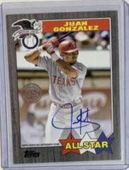 Juan Gonzalez [Black] Baseball Cards 2022 Topps Update 1987 Autographs Prices