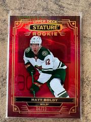 Matt Boldy [Photo Variant Red] #101 Hockey Cards 2022 Upper Deck Stature Prices