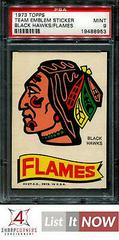 Black Hawks, Flames Hockey Cards 1973 Topps Team Emblem Stickers Prices