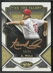Aaron Nola [Bronze Ink] Baseball Cards 2023 Topps Tier One Talent Autographs Prices