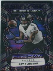 Zay Flowers [Purple Electric Etch] #18 Football Cards 2023 Panini Obsidian Supernova Prices
