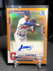 Andres Gimenez [Orange Refractor] #BCRA-AG Baseball Cards 2021 Bowman Chrome Rookie Autographs Prices