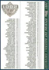 checklist Baseball Cards 2001 Topps Opening Day Prices