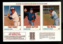 Bruce Sutter, Hal McRae, Tony Perez [Hand Cut Panel] Baseball Cards 1978 Hostess Prices