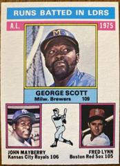 AL RBI Leaders [Scott, Mayberry, Lynn] Baseball Cards 1976 O Pee Chee Prices