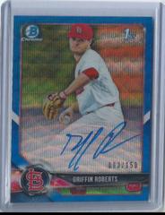 Griffin Roberts [Blue Wave Refractor] Baseball Cards 2018 Bowman Draft Chrome Picks Autographs Prices