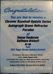 Gunnar Henderson [Green] #AC-GH Baseball Cards 2023 Topps Chrome Update Autographs Prices