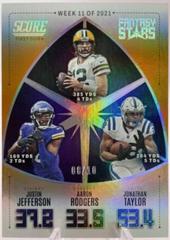 Justin Jefferson, Aaron Rodgers, Jonathan Taylor [First Down] Football Cards 2022 Panini Score Fantasy Stars Prices