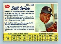 Bill White [Hand Cut] Baseball Cards 1962 Post Canadian Prices