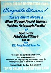 Bryce Harper [Autograph] #SSA-BH Baseball Cards 2022 Topps Silver Slugger Award Patches Prices