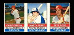 Carlton Fisk, Marty Perez, Pete Rose [L Panel Hand Cut] Baseball Cards 1976 Hostess Prices