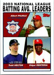 Albert Pujols, Todd Helton, Juan Pierre #344 Baseball Cards 2004 Topps Prices