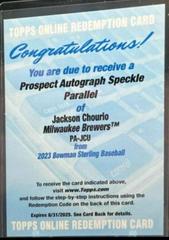 Jackson Chourio [Speckle] #PA-JCU Baseball Cards 2023 Bowman Sterling Prospect Autograph Prices