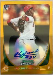 Aroldis Chapman [Autograph Gold Refractor] #197 Baseball Cards 2011 Bowman Chrome Prices