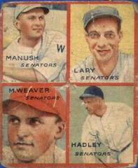 Hadley, Lary, M. Weaver, Manush #7C Baseball Cards 1935 Goudey 4 in 1 Prices