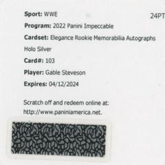 Gable Steveson [Elegance Pach Autograph Holo Silver] Wrestling Cards 2022 Panini Impeccable WWE Prices