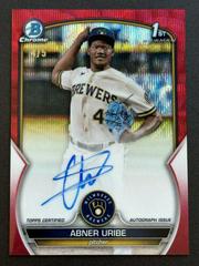 Abner Uribe [Red Wave] #CPA-AU Baseball Cards 2023 Bowman Chrome Prospect Autographs Prices