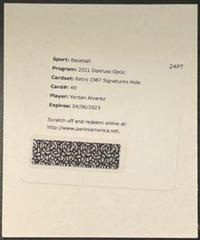 Yordan Alvarez [Holo] #RS87-YA Baseball Cards 2021 Panini Donruss Optic Retro 1987 Signatures Prices