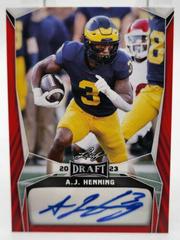A. J. Henning [Red] #BA-AJH Football Cards 2023 Leaf Draft Autographs Prices