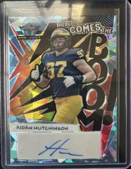 Aidan Hutchinson [Crystal Platinum Blue] #HB-AH1 Football Cards 2022 Leaf Valiant Autographs Here Comes the Boom Prices