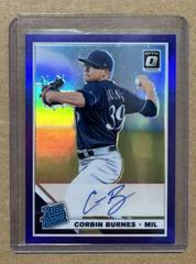Corbin Burnes [Purple] #CB Baseball Cards 2019 Panini Donruss Optic Rated Rookie Signatures Prices