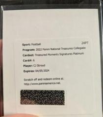 CJ Stroud #TM-CJS Football Cards 2022 Panini National Treasures Collegiate Moments Signatures Prices