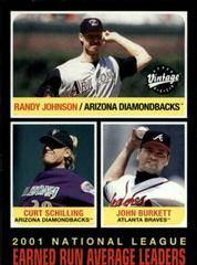 N.L. Earned Run Average Leaders [Johnson, Schilling, Burkett] Baseball Cards 2002 Upper Deck Vintage Prices