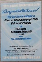 Elijah Green [Gold] #C22A-EG Baseball Cards 2022 Bowman Draft Class of Autographs Prices