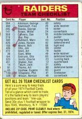 Raiders Football Cards 1974 Topps Team Checklists Prices