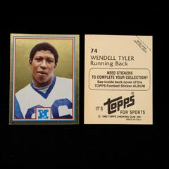 Wendell Tyler #74 Football Cards 1982 Topps Stickers Prices