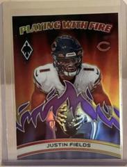 Justin Fields [Purple] #PWF-10 Football Cards 2023 Panini Phoenix Playing with Fire Prices